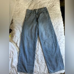 Levi’s high waisted straight, medium wash jeans